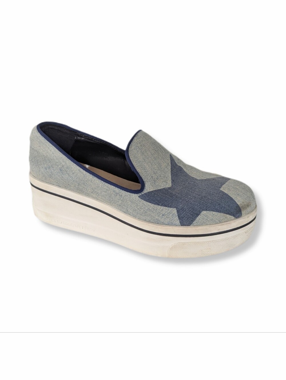 Stella McCartney Women's Binx Blue Denim Star Platform Loafer Sneakers